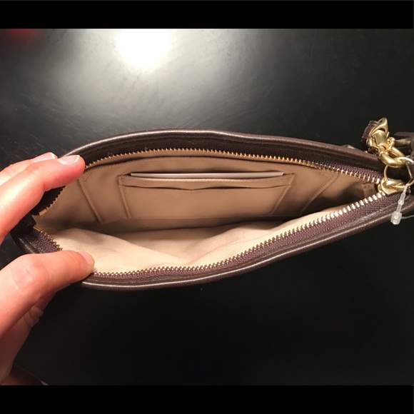 Authentic Coach Wristlet / Clutch Brown and Orange - Picture 3 of 4